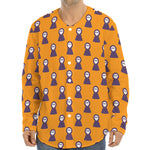 Halloween Grim Reaper Pattern Print Long Sleeve Baseball Jersey