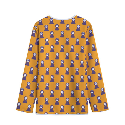 Halloween Grim Reaper Pattern Print Long Sleeve Short Coat