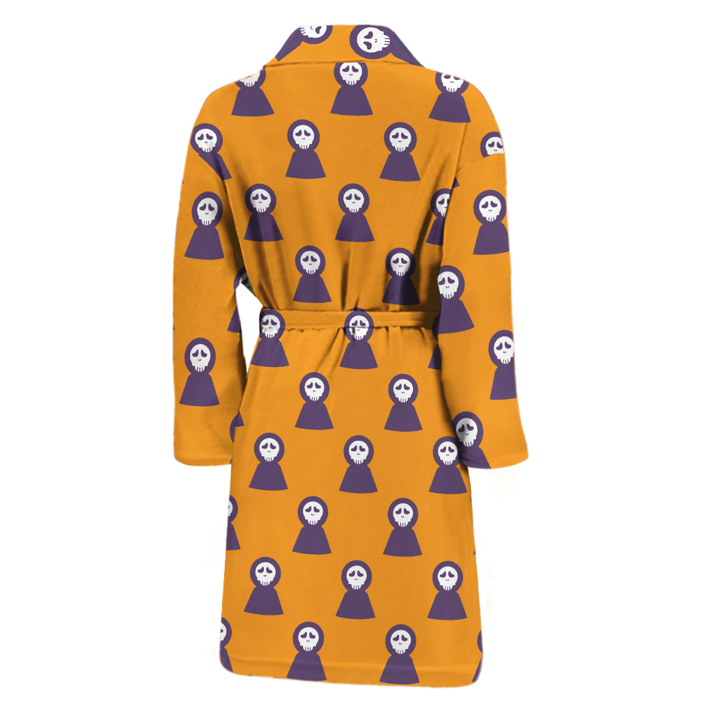 Halloween Grim Reaper Pattern Print Men's Bathrobe
