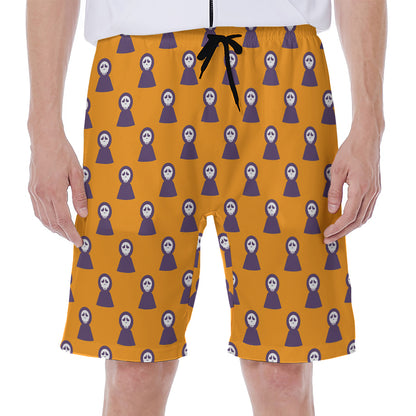 Halloween Grim Reaper Pattern Print Men's Beach Shorts