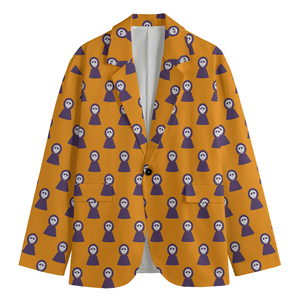 Halloween Grim Reaper Pattern Print Men's Blazer