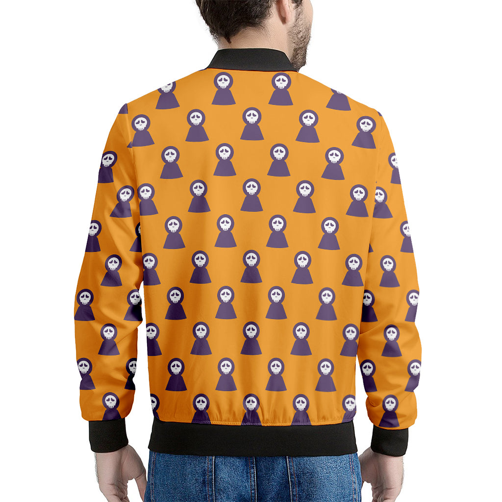 Halloween Grim Reaper Pattern Print Men's Bomber Jacket