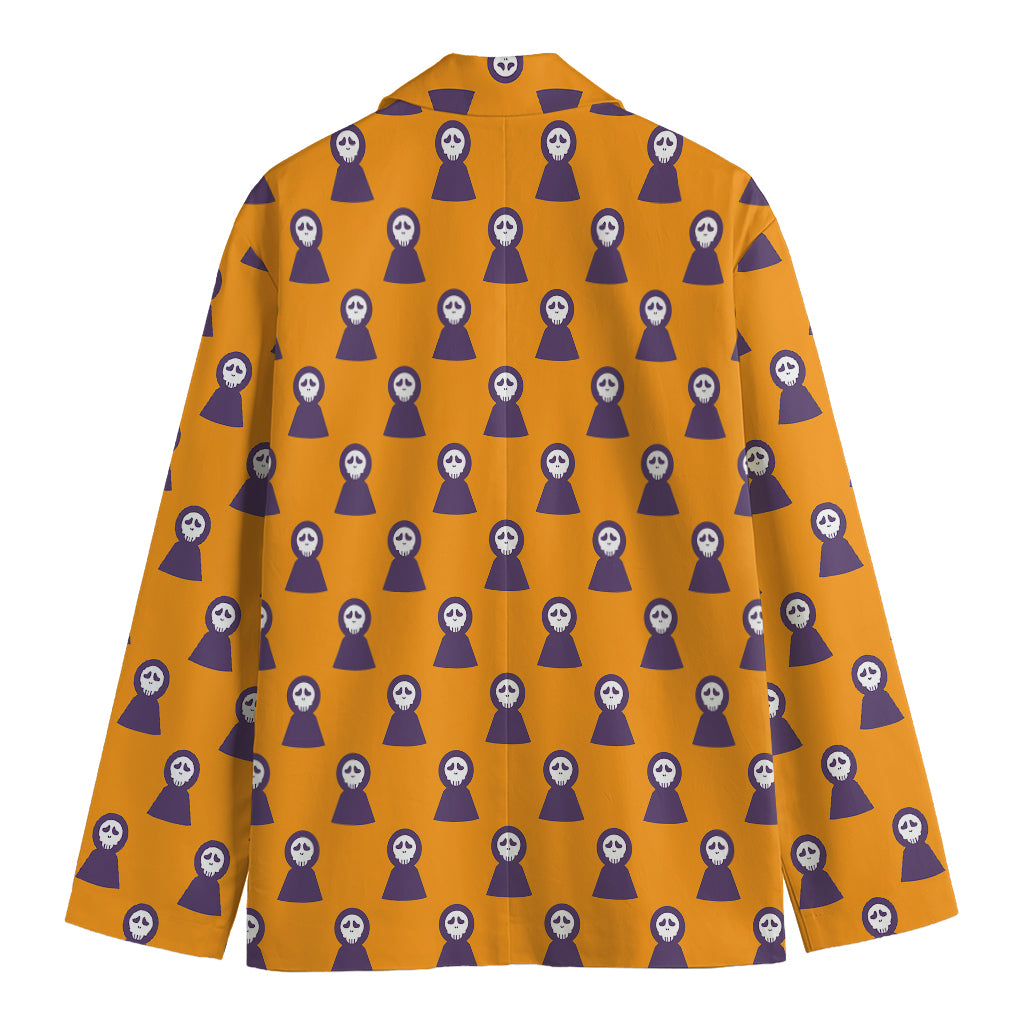 Halloween Grim Reaper Pattern Print Men's Cotton Blazer