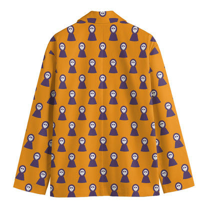 Halloween Grim Reaper Pattern Print Men's Cotton Blazer