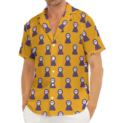 Halloween Grim Reaper Pattern Print Men's Deep V-Neck Shirt
