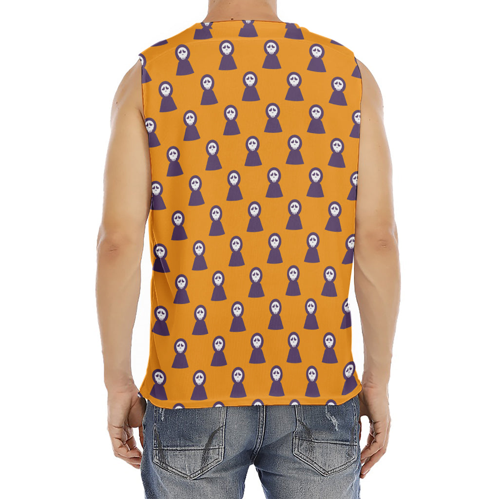 Halloween Grim Reaper Pattern Print Men's Fitness Tank Top