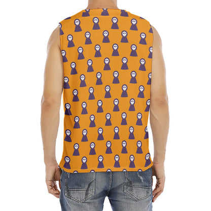 Halloween Grim Reaper Pattern Print Men's Fitness Tank Top