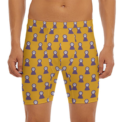Halloween Grim Reaper Pattern Print Men's Long Boxer Briefs