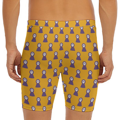 Halloween Grim Reaper Pattern Print Men's Long Boxer Briefs