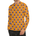 Halloween Grim Reaper Pattern Print Men's Long Sleeve Rash Guard