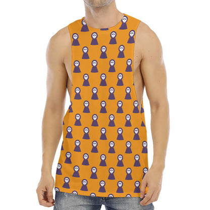 Halloween Grim Reaper Pattern Print Men's Muscle Tank Top