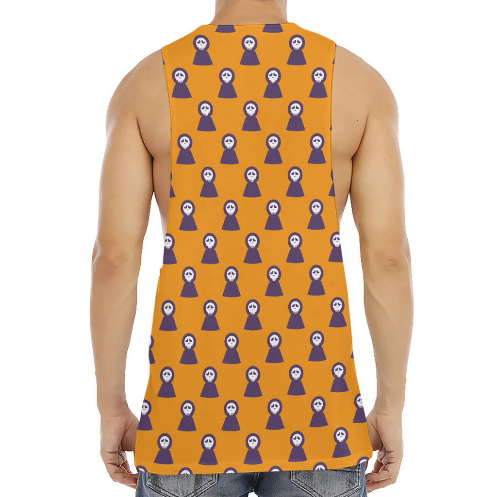 Halloween Grim Reaper Pattern Print Men's Muscle Tank Top