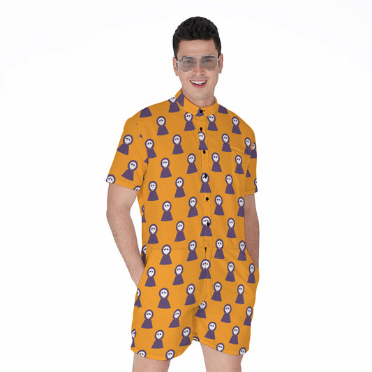Halloween Grim Reaper Pattern Print Men's Rompers