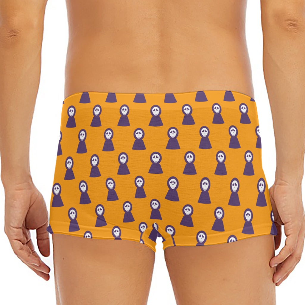 Halloween Grim Reaper Pattern Print Men's Short Boxer Briefs