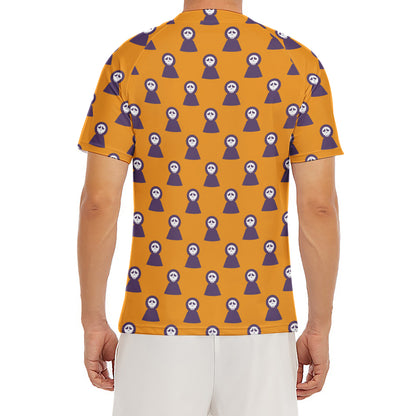 Halloween Grim Reaper Pattern Print Men's Short Sleeve Rash Guard