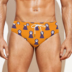 Halloween Grim Reaper Pattern Print Men's Swim Briefs