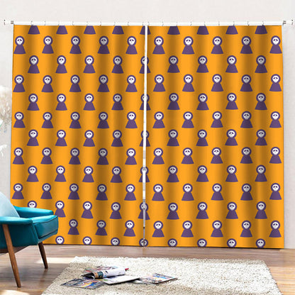 Halloween Grim Reaper Pattern Print Pencil Pleat Curtains