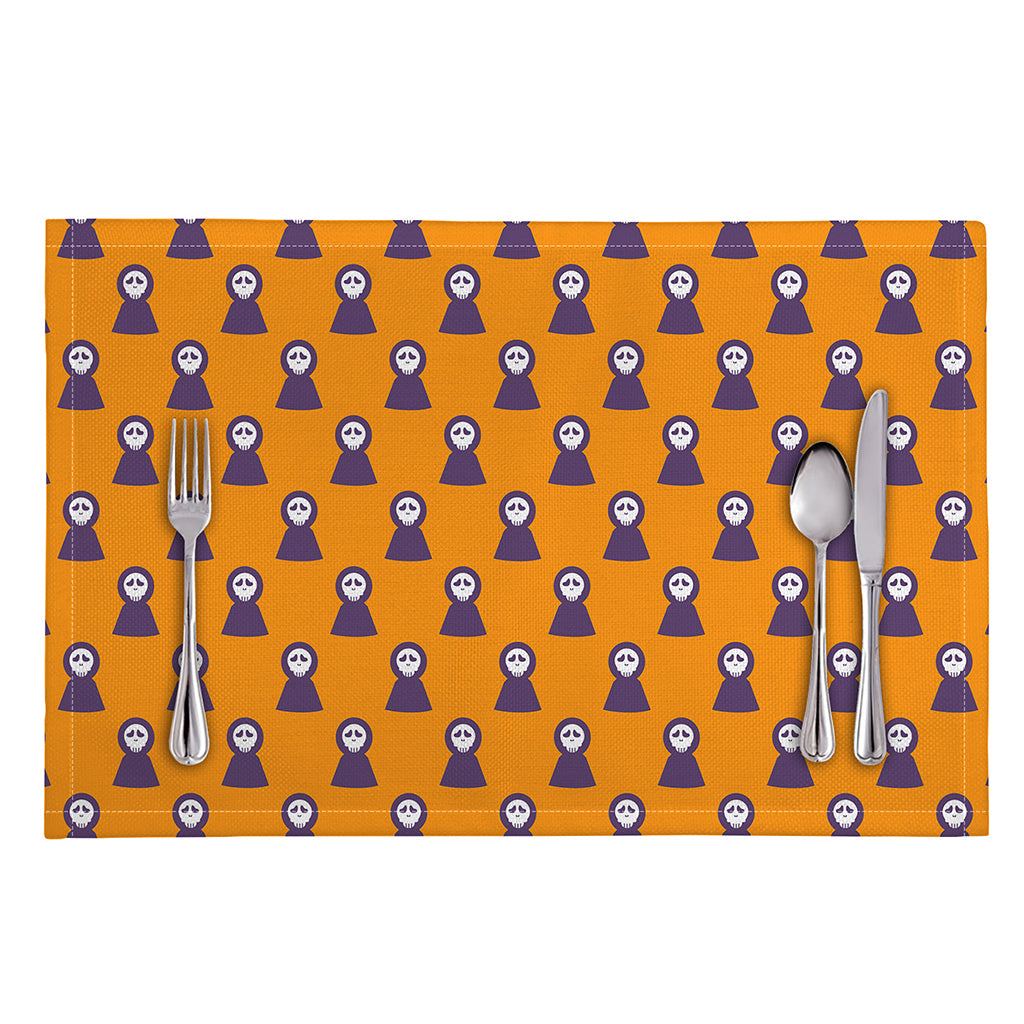 Halloween Grim Reaper Pattern Print Placemat
