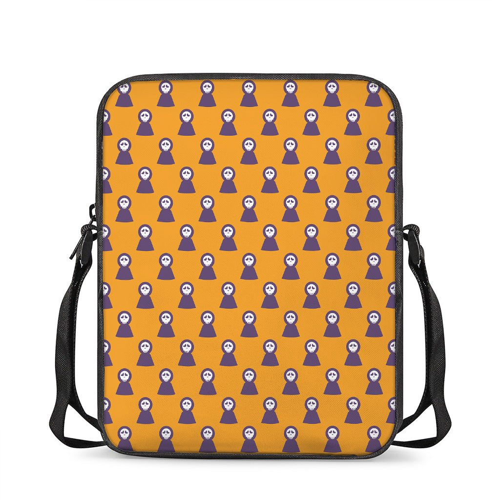 Halloween Grim Reaper Pattern Print Rectangular Crossbody Bag