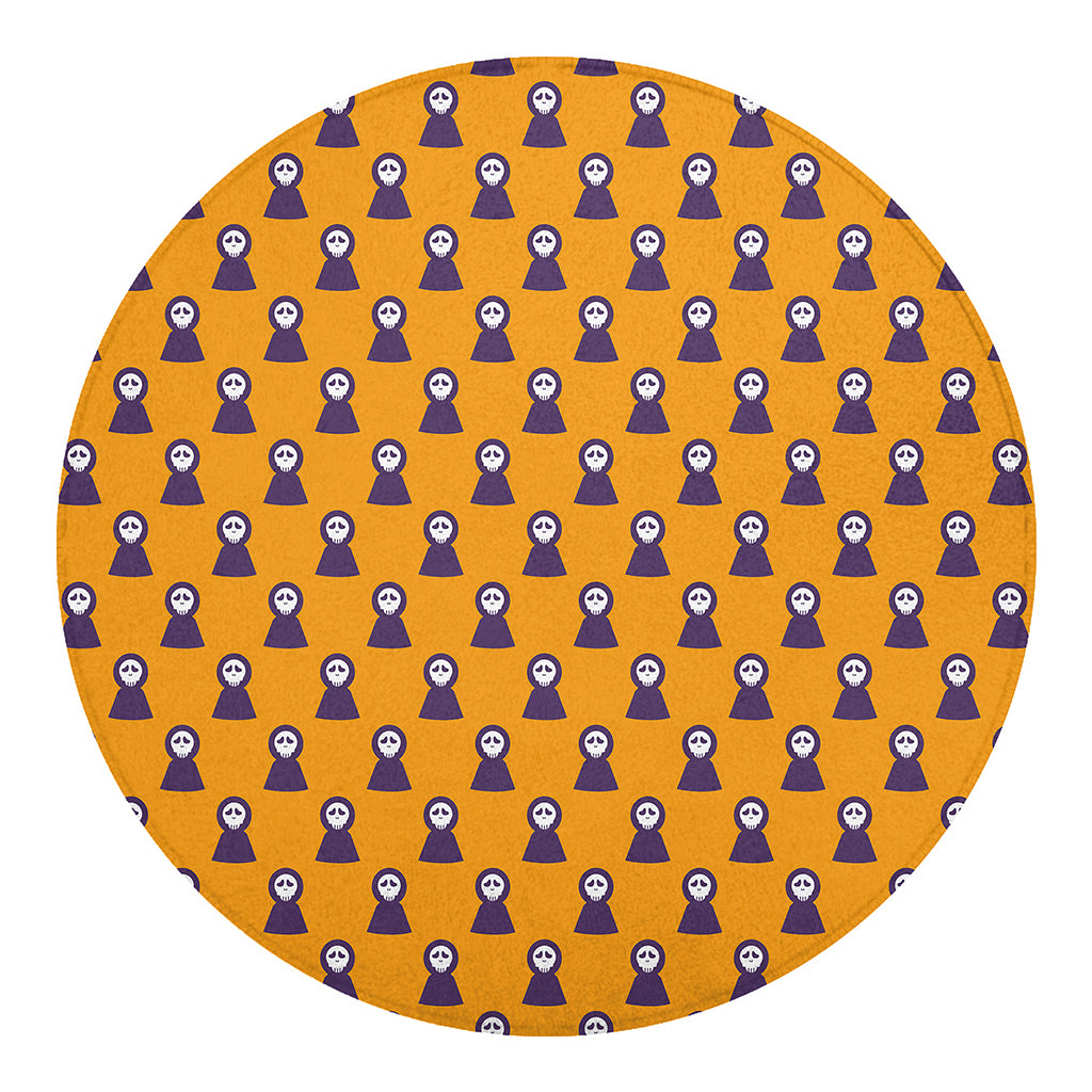 Halloween Grim Reaper Pattern Print Round Blanket