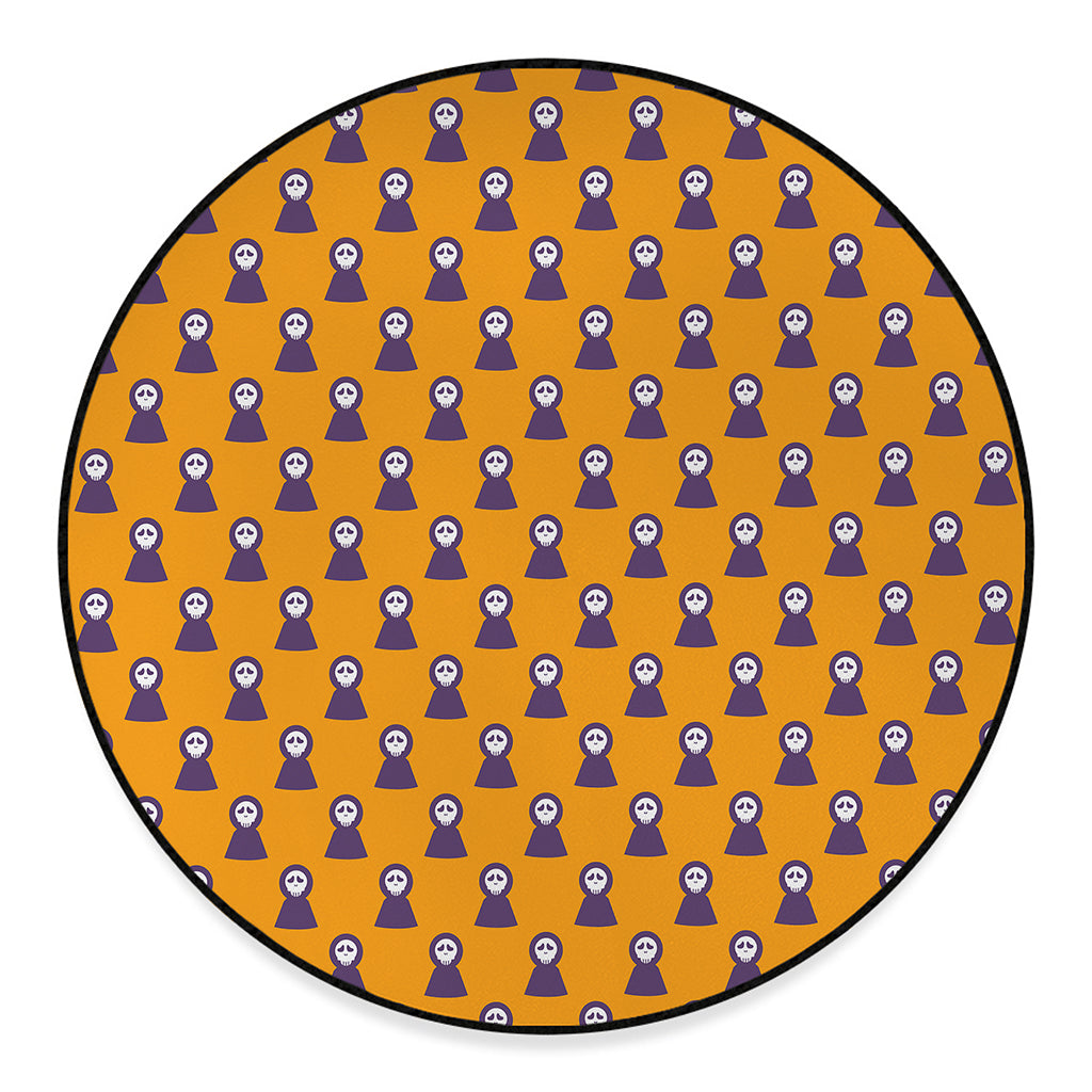 Halloween Grim Reaper Pattern Print Round Floor Mat
