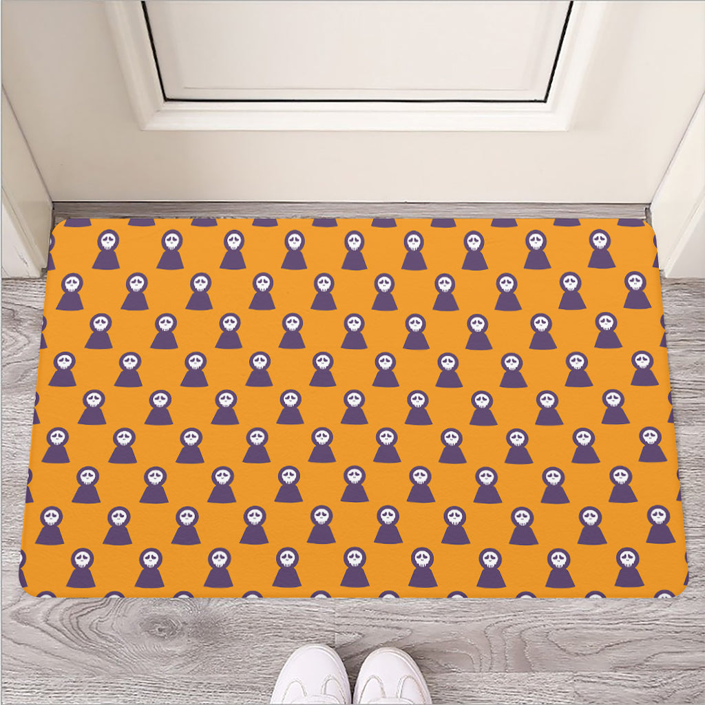 Halloween Grim Reaper Pattern Print Rubber Doormat