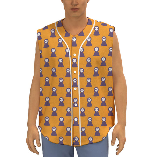 Halloween Grim Reaper Pattern Print Sleeveless Baseball Jersey