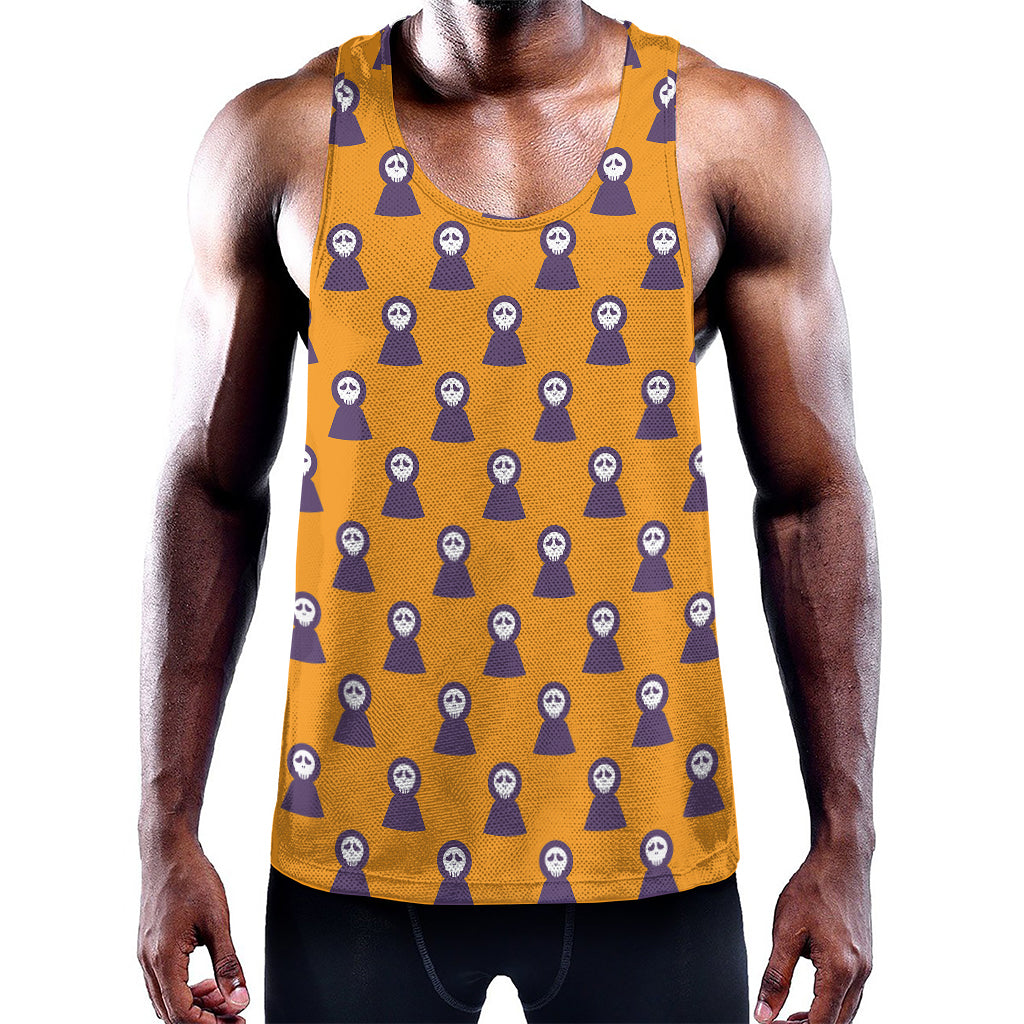 Halloween Grim Reaper Pattern Print Training Tank Top