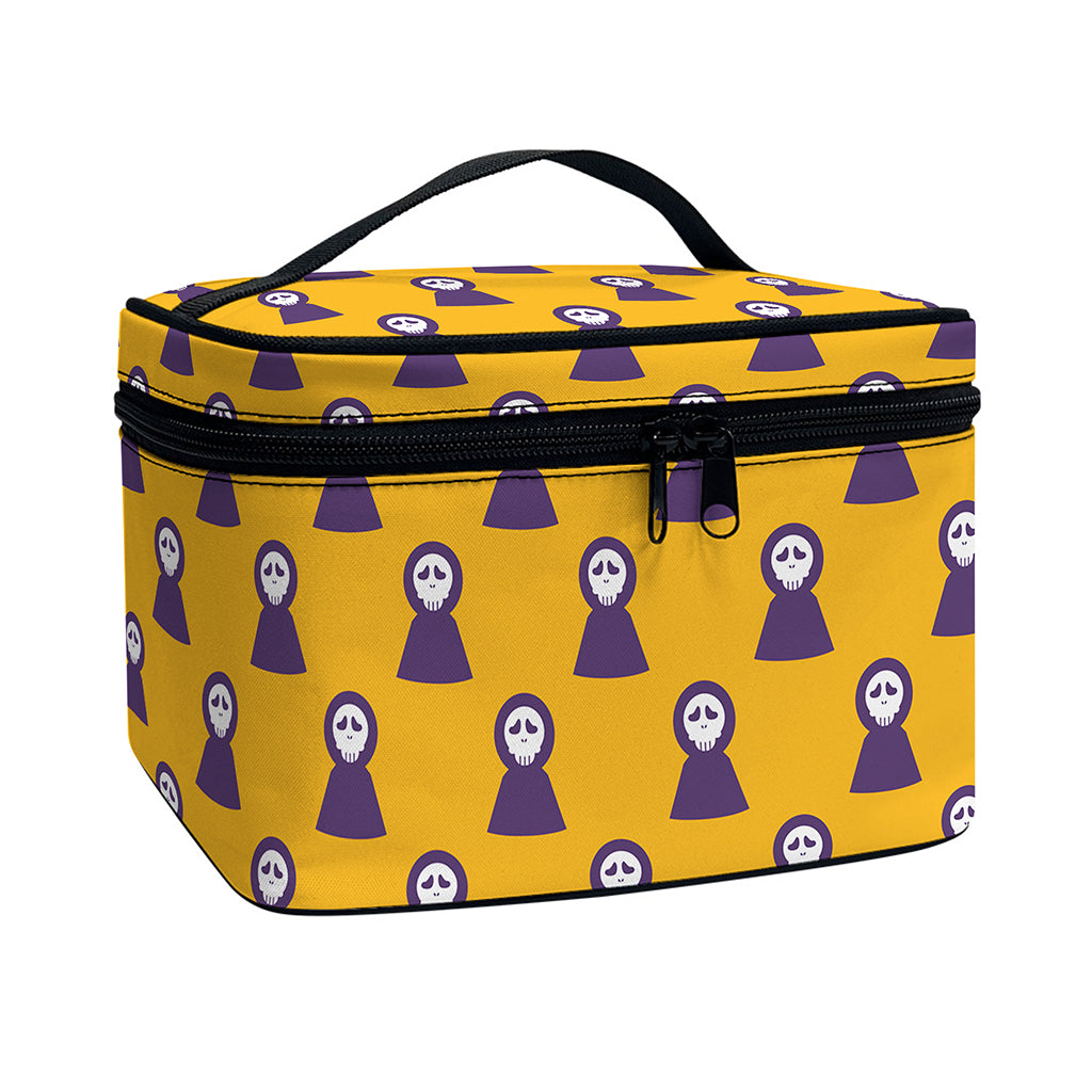 Halloween Grim Reaper Pattern Print Travel Makeup Bag