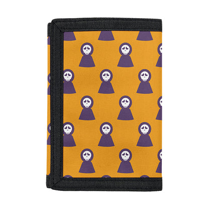 Halloween Grim Reaper Pattern Print Trifold Wallet