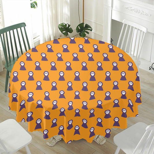 Halloween Grim Reaper Pattern Print Waterproof Round Tablecloth
