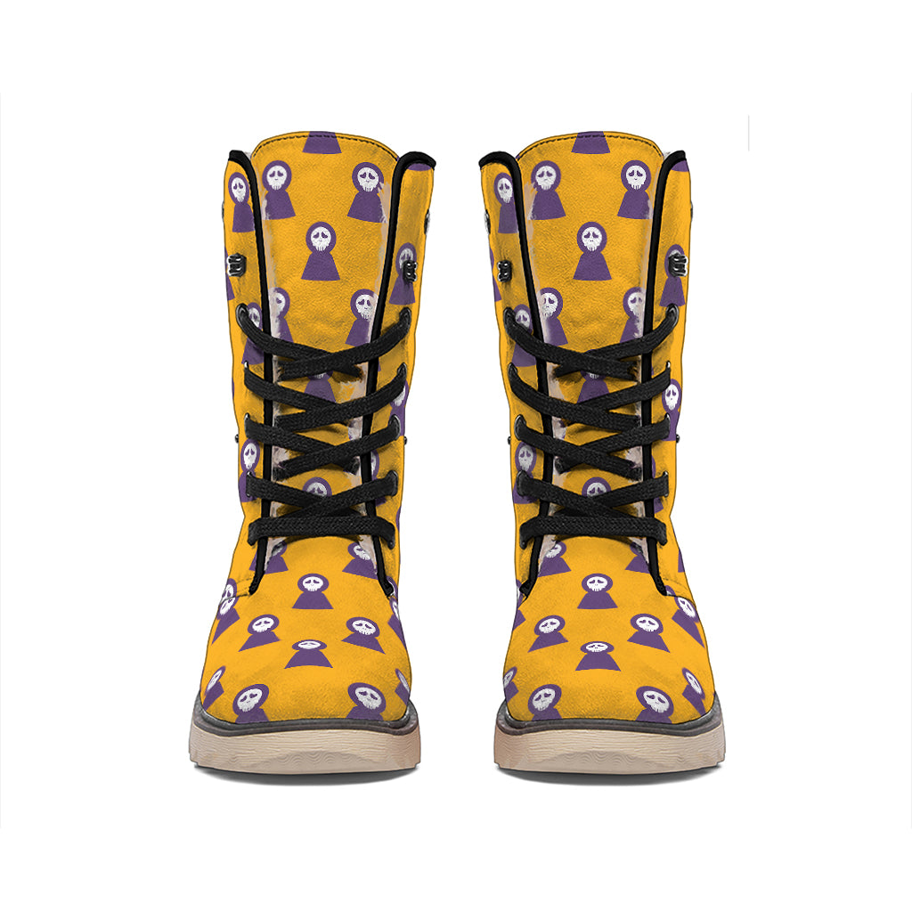 Halloween Grim Reaper Pattern Print Winter Boots
