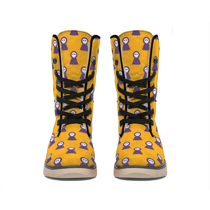 Halloween Grim Reaper Pattern Print Winter Boots