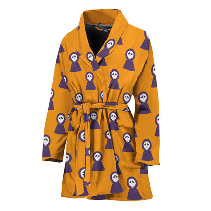 Halloween Grim Reaper Pattern Print Women's Bathrobe