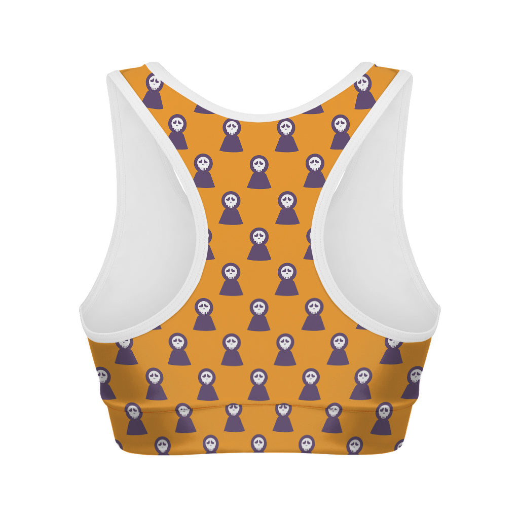 Halloween Grim Reaper Pattern Print Women's Sports Bra