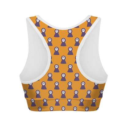 Halloween Grim Reaper Pattern Print Women's Sports Bra