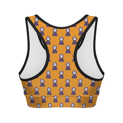 Halloween Grim Reaper Pattern Print Women's Sports Bra