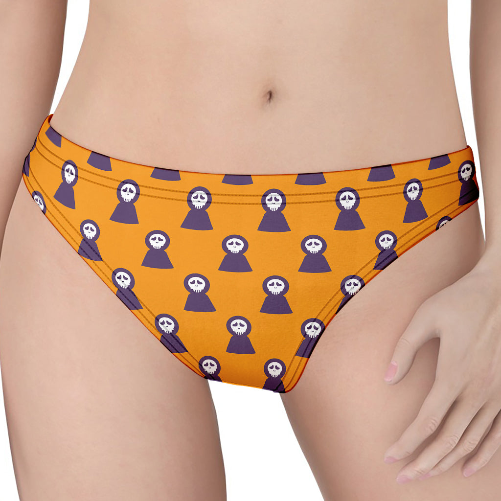 Halloween Grim Reaper Pattern Print Women's Thong