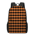 Halloween Harlequin Pattern Print 17 Inch Backpack