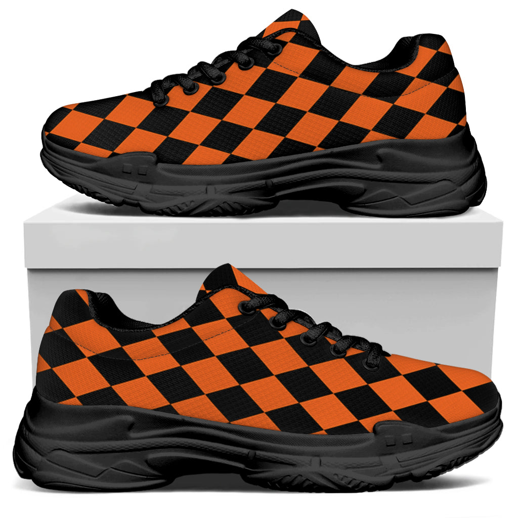 Halloween Harlequin Pattern Print Black Chunky Shoes