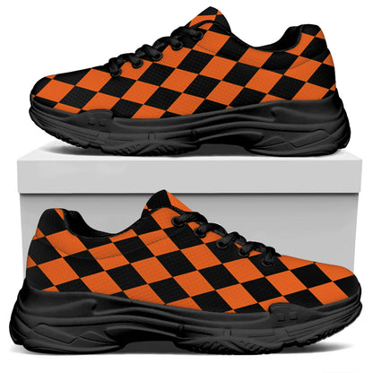 Halloween Harlequin Pattern Print Black Chunky Shoes