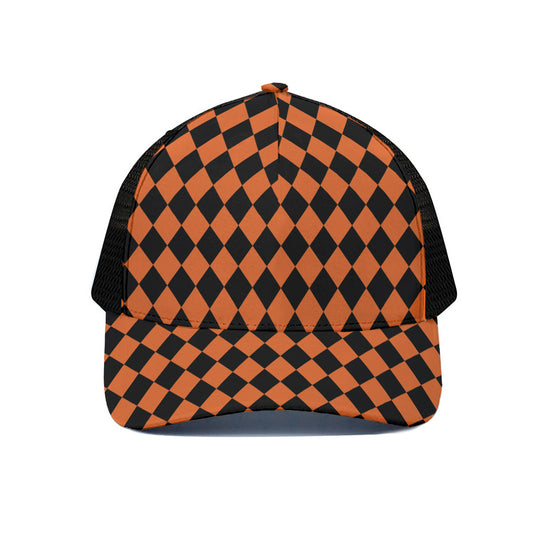 Halloween Harlequin Pattern Print Black Mesh Trucker Cap