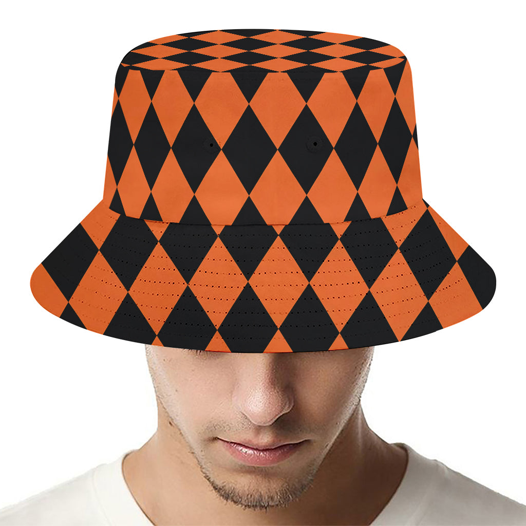 Halloween Harlequin Pattern Print Bucket Hat