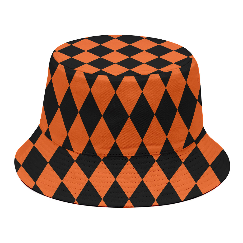 Halloween Harlequin Pattern Print Bucket Hat