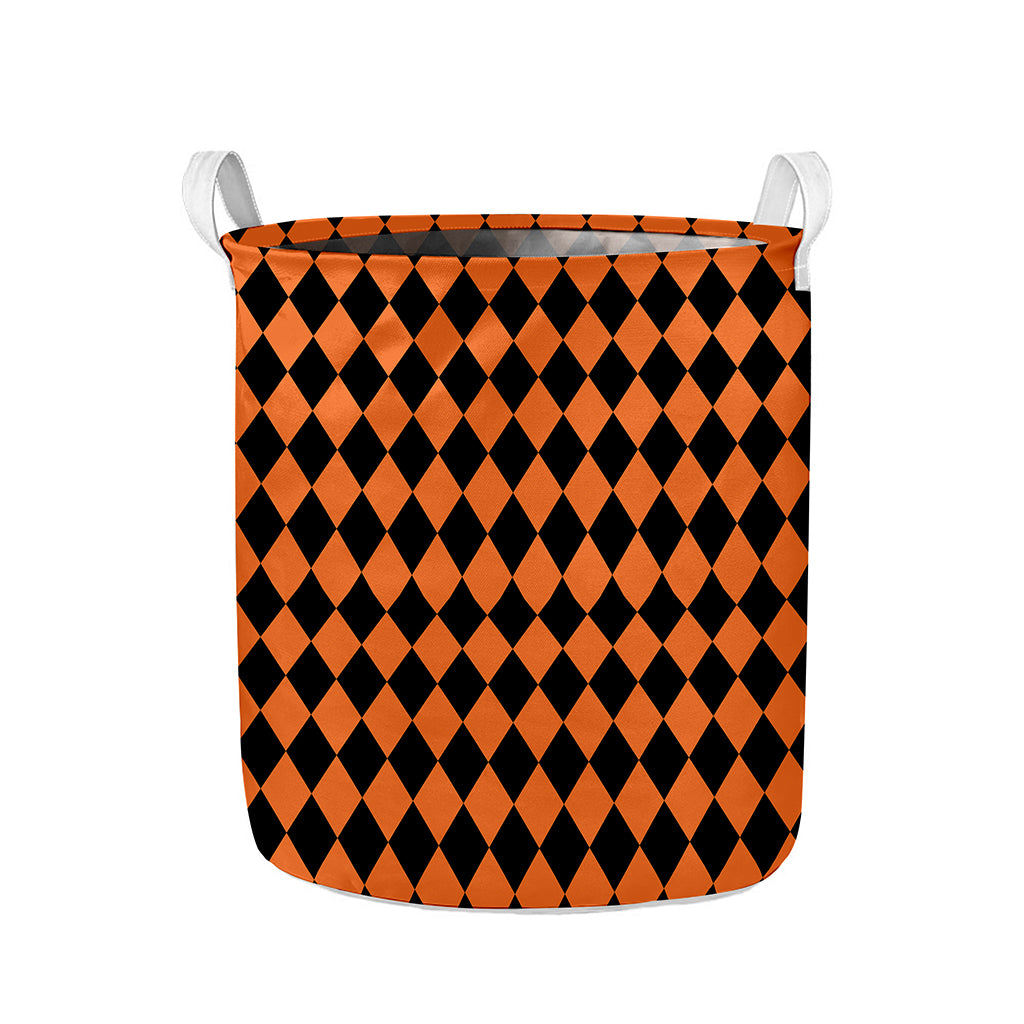 Halloween Harlequin Pattern Print Collapsible Laundry Basket