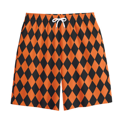Halloween Harlequin Pattern Print Cotton Shorts