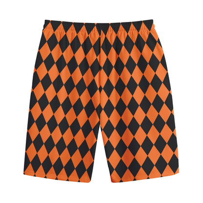 Halloween Harlequin Pattern Print Cotton Shorts
