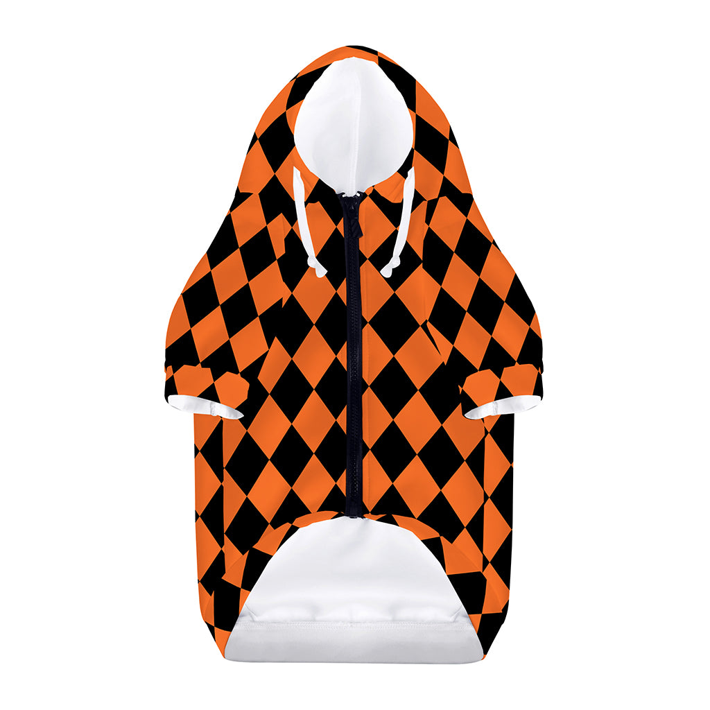 Halloween Harlequin Pattern Print Dog Zip Up Hoodie