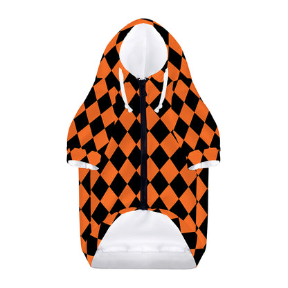 Halloween Harlequin Pattern Print Dog Zip Up Hoodie