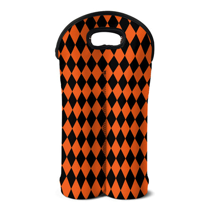 Halloween Harlequin Pattern Print Double Neoprene Wine Tote